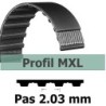 COURROIE DENTEE 158MXL025 PAS 2.032 mm / LARGEUR 6.35 mm