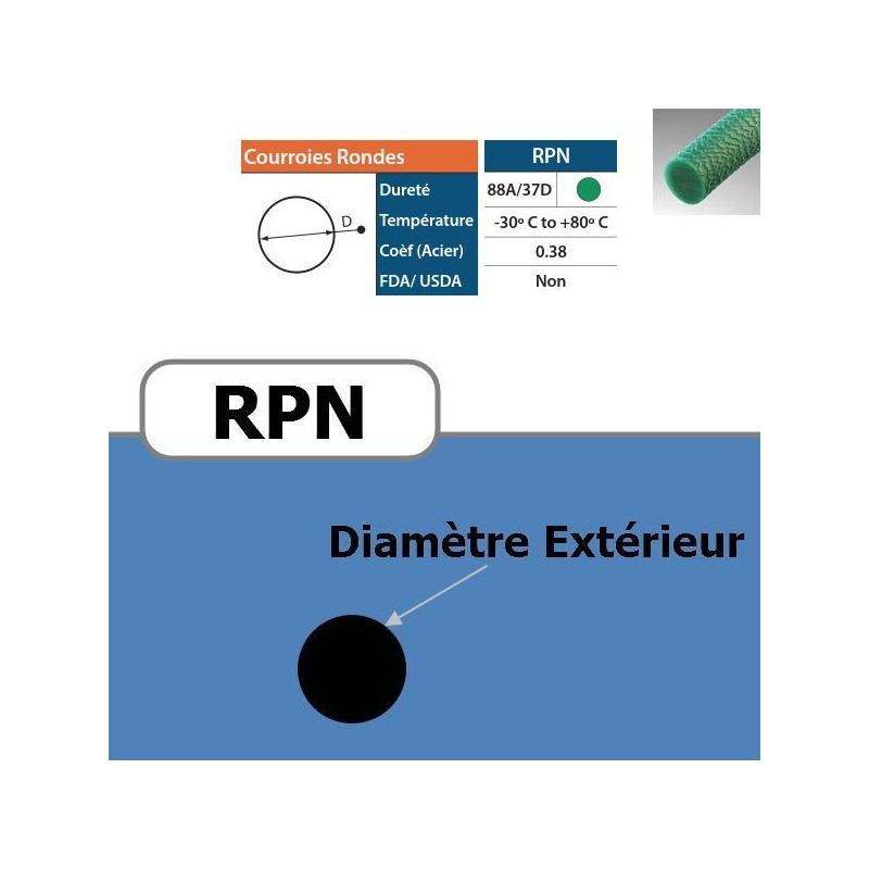 Courroie ronde RPN 9 mm Courroie ronde RPN 9 mm